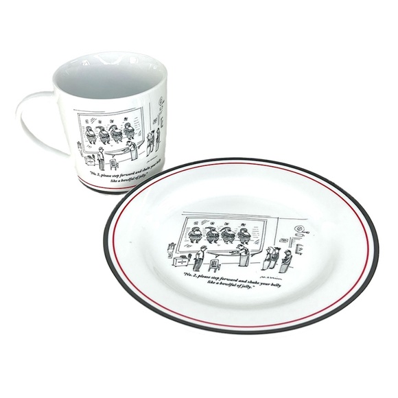 Restoration Hardware "New Yorker" Cartoon Mugs and Plates - Set of 4 - Picture 4 of 9